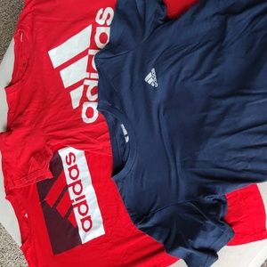 Three men's small Adidas T-shirts